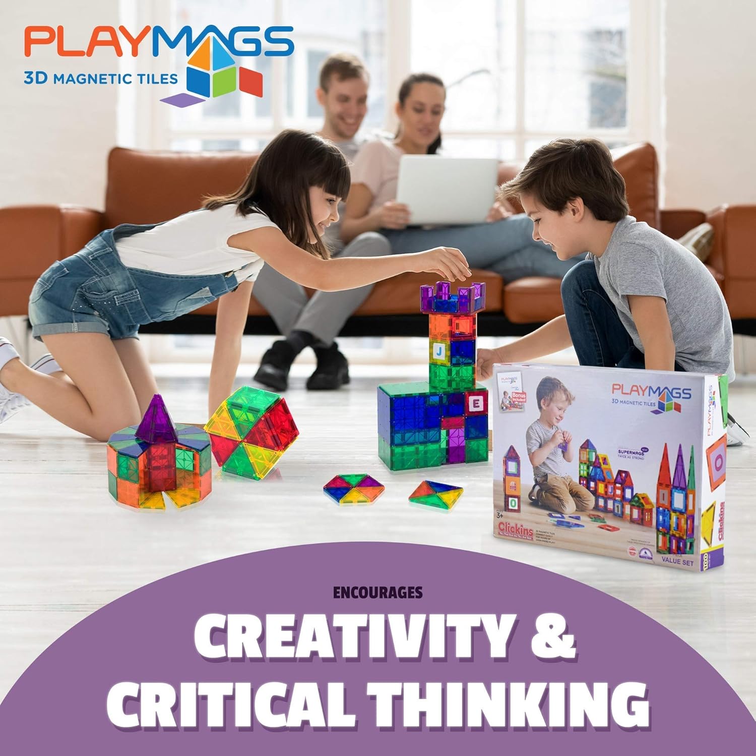 56 Pc Magnetic Tiles Building Set M8823