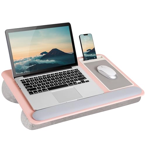 Pink Lap Desk with Wrist Rest and Mouse Pad for 15.6 Inch Laptops Z89801
