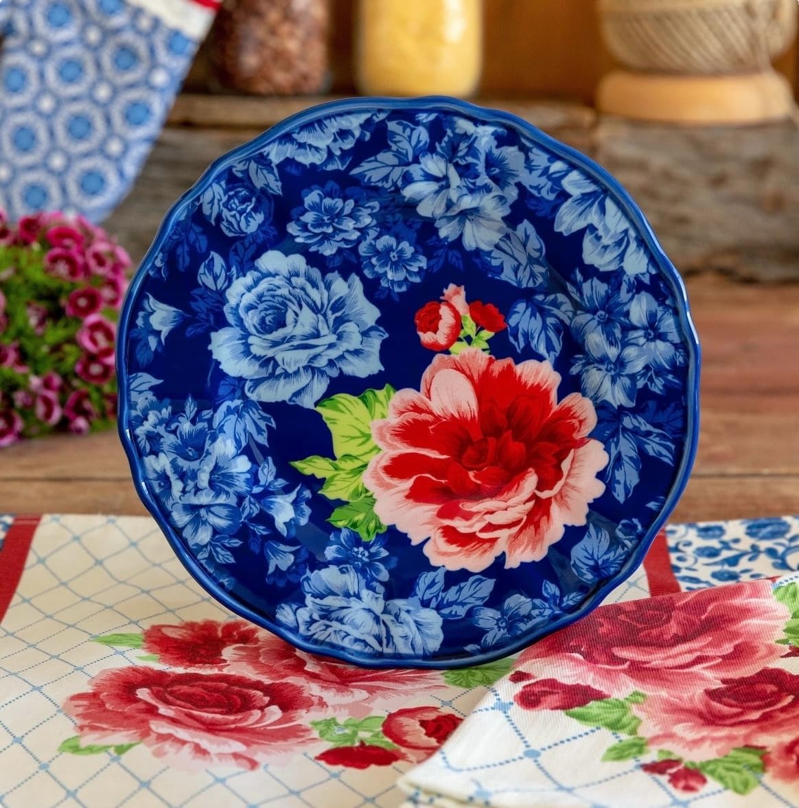 12-Piece Blue Floral Dinnerware Set Q191338