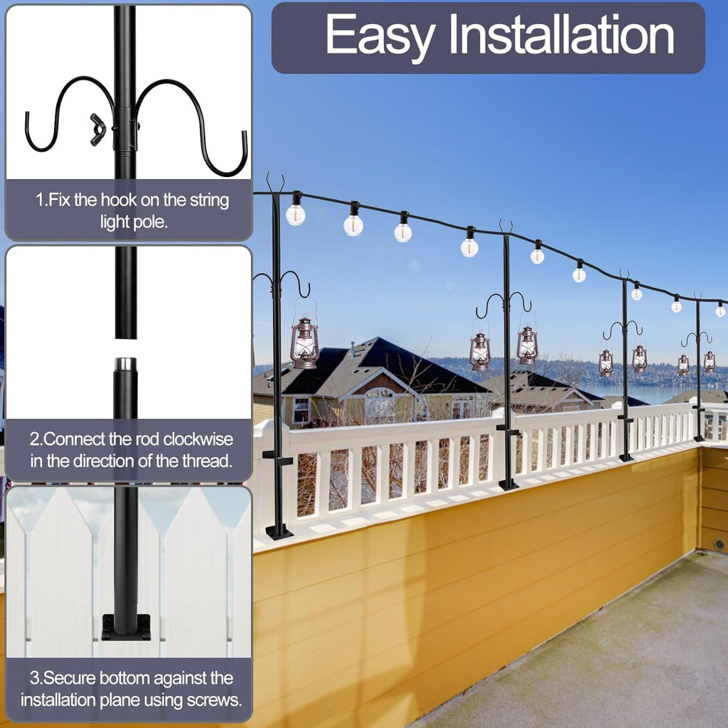 2 Pack Adjustable Metal String Light Poles R804671