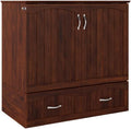 Twin XL Size Murphy Bed in Walnut Wood with Storage L16334