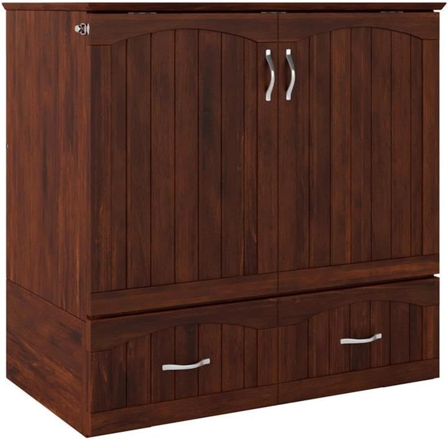 Twin XL Size Murphy Bed in Walnut Wood with Storage L16334