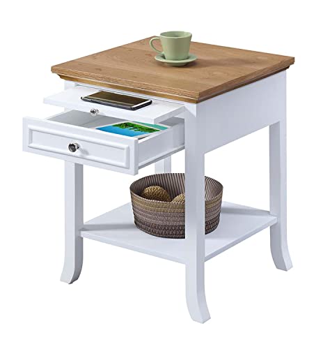 Black 1 Drawer End Table with Pull-Out Shelf P5865