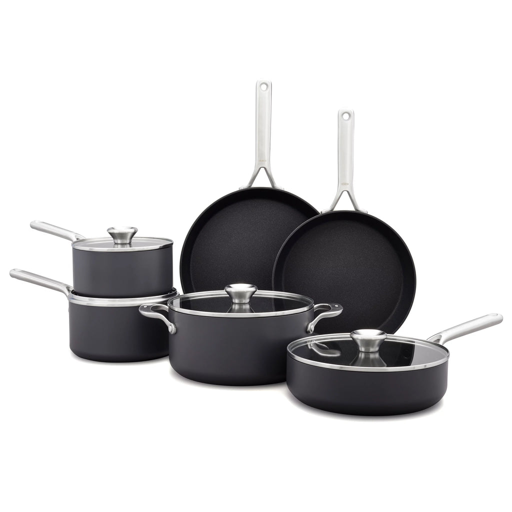 10 Piece Hard Anodized Nonstick Cookware Set, Black N254675