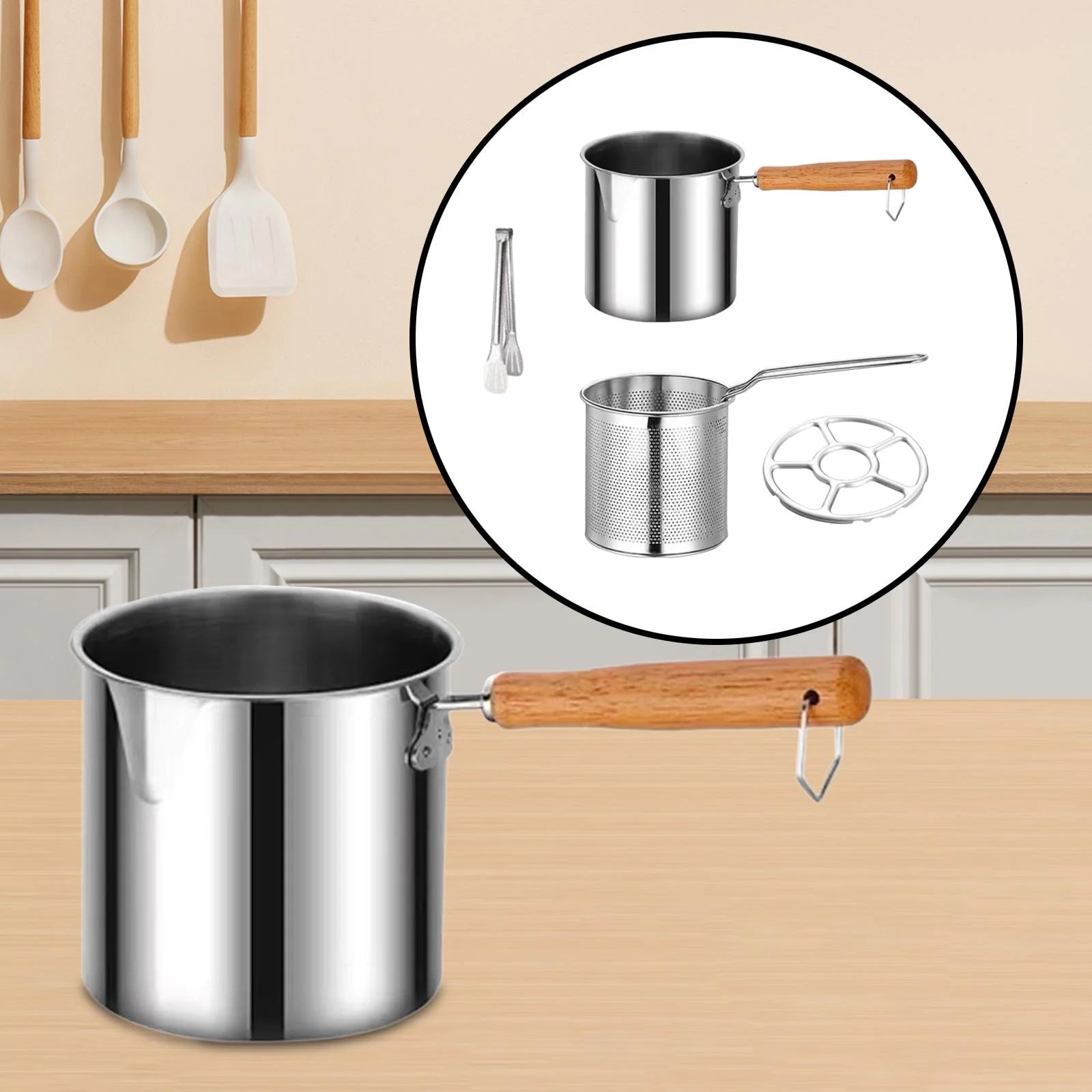 Deep Frying Pot with Strainer Basket with Handle M871