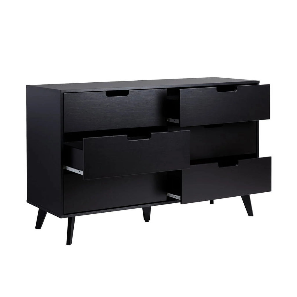 Black 6 Drawer Wood Dresser V4480