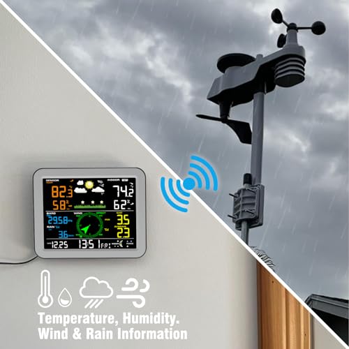 Wireless 7-in-1 Indoor Outdoor Weather Station with Rain Gauge A358589