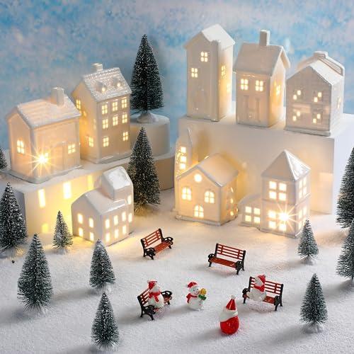 29 Pcs Ceramic Christmas Village Set with LED Houses K44952