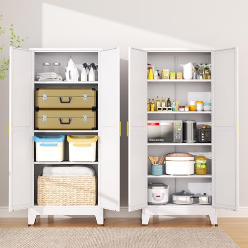 75.2”H Metal Pantry Storage Cabinet with Adjustable Shelves S8273