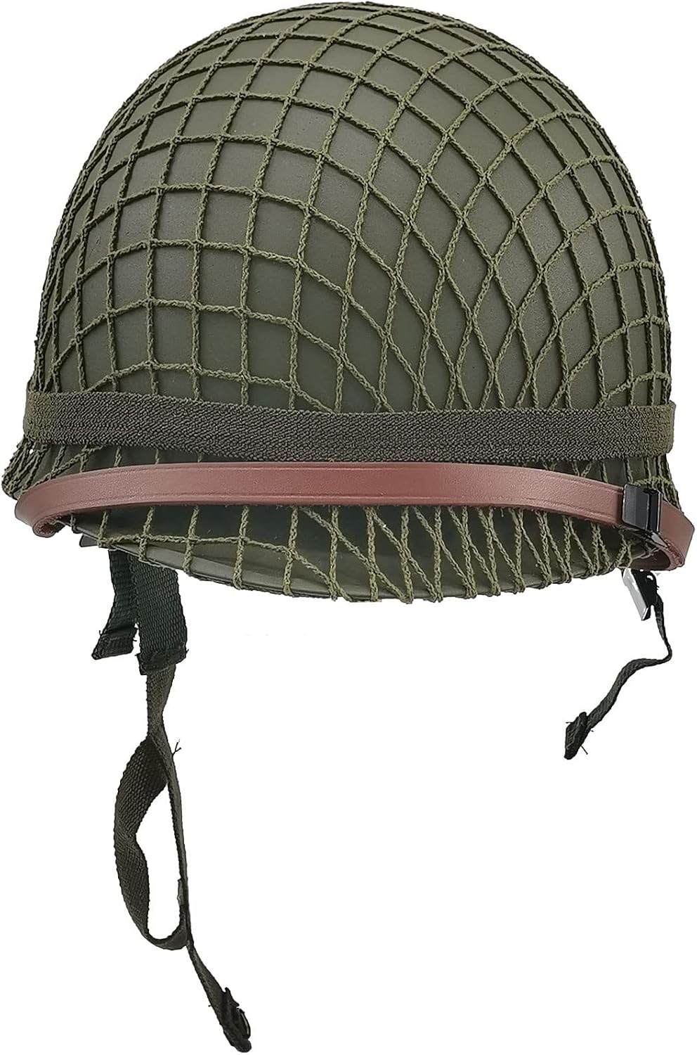 WWII US Army M1 Helmet Metal Steel Shell Replica with Net Canvas Chin Strap Cat Eye Band N267360