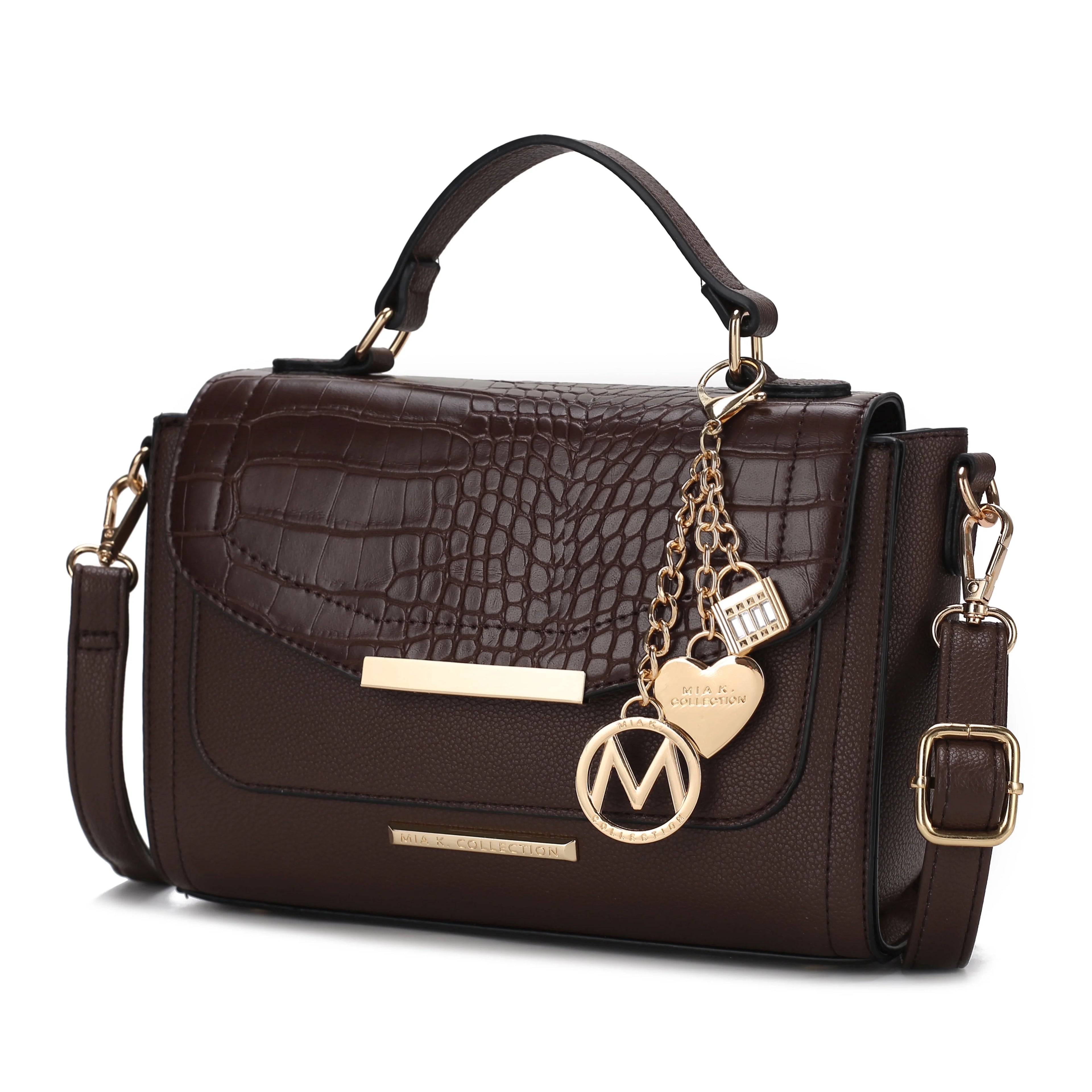 Croco Embossed Vegan Leather Shoulder Bag N2325