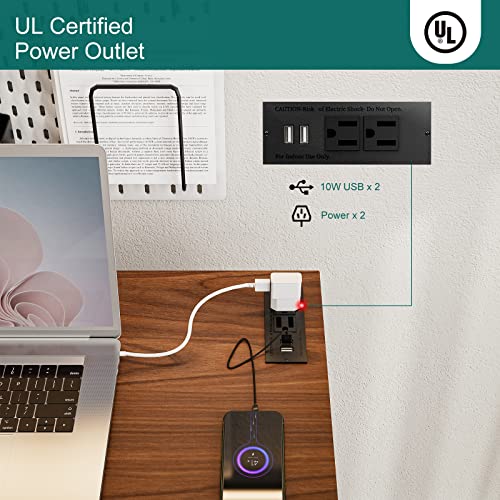 Rustic Brown Folding Desk with USB & Socket 31.5" T527964