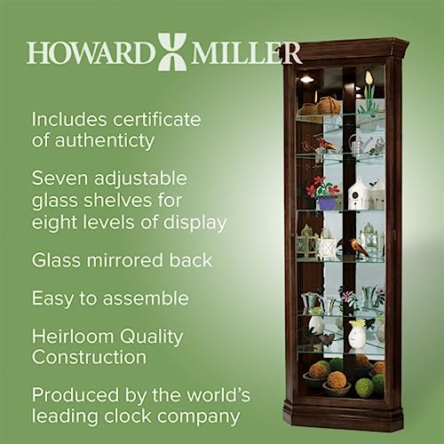Espresso Curio Cabinet with Six Glass Shelves and Locking Door M385