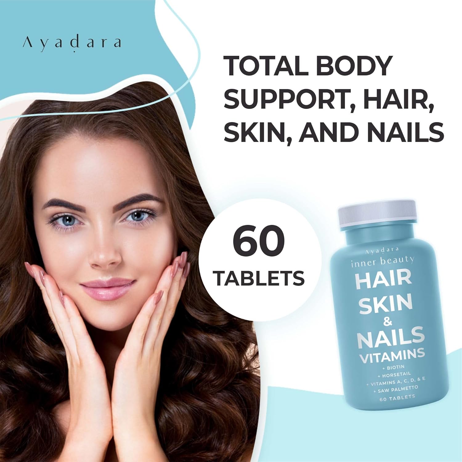 Hair Skin and Nails Vitamins 60 Capsules with Biotin L6242