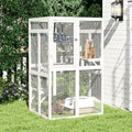 White Wooden Cat Enclosure with 3 Platforms A834
