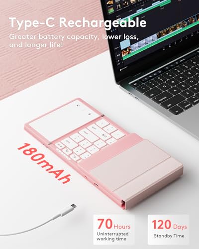 Foldable Bluetooth Keyboard with Touchpad, Black E70384
