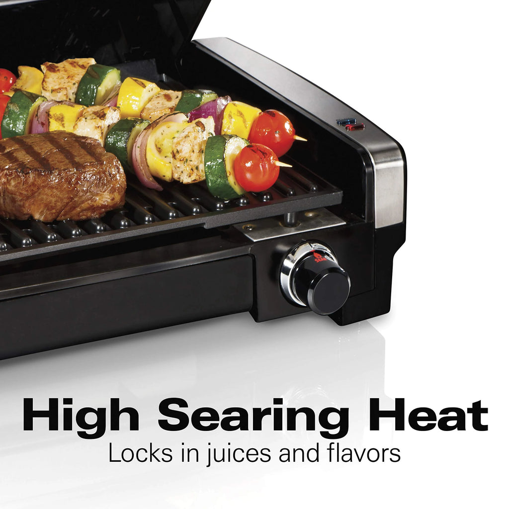 Electric Indoor Searing Grill with Adjustable Temperature Control, Removable Nonstick Grate, 118 sq. in. Surface, Stainless Steel G48060