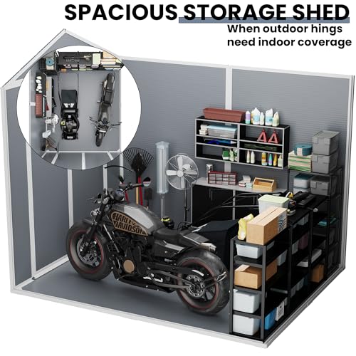 6 x 8 FT Grey Plastic Outdoor Storage Shed with Floor U494083