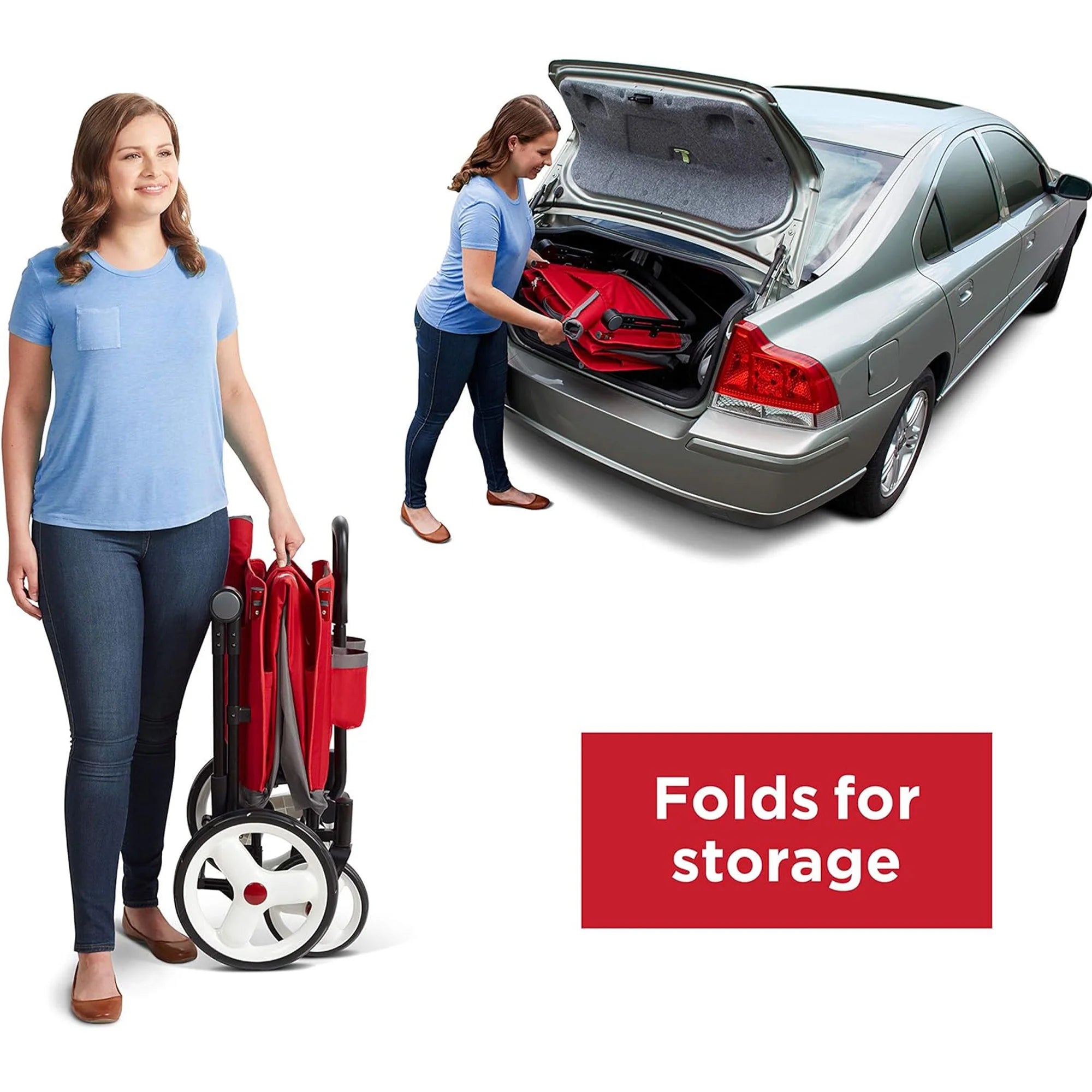 Red/Black Convertible Stroll N Wagon with Pull & Push Handle J212790
