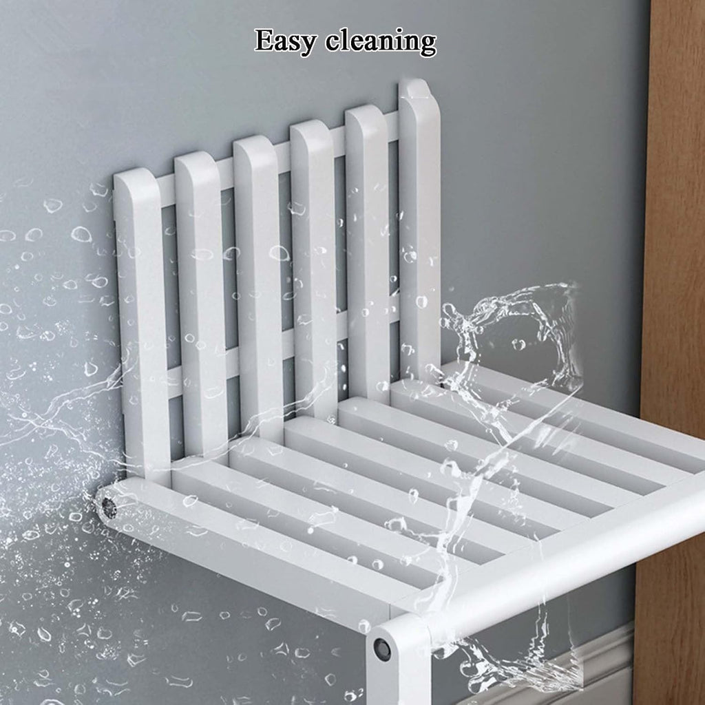 Solid Wood Folding Wall Mounted Stool with Supporting Legs X978