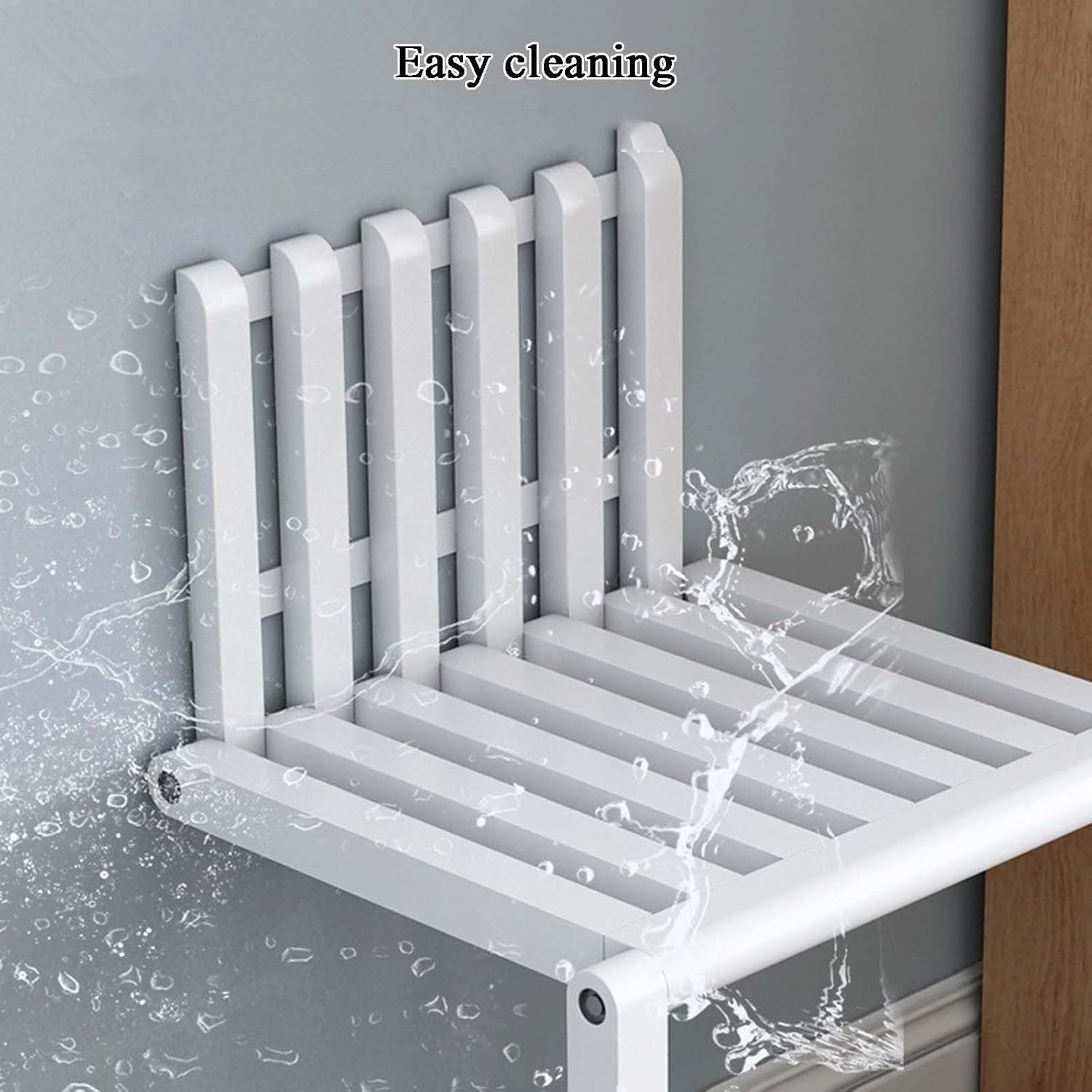 Solid Wood Folding Wall Mounted Stool with Supporting Legs X978
