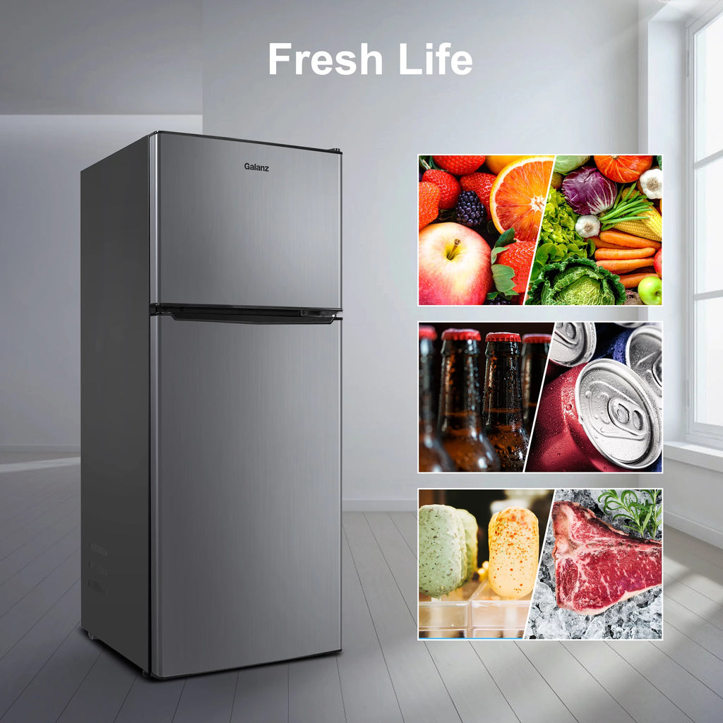 Stainless Steel Two Door Mini Refrigerator with Freezer H94686