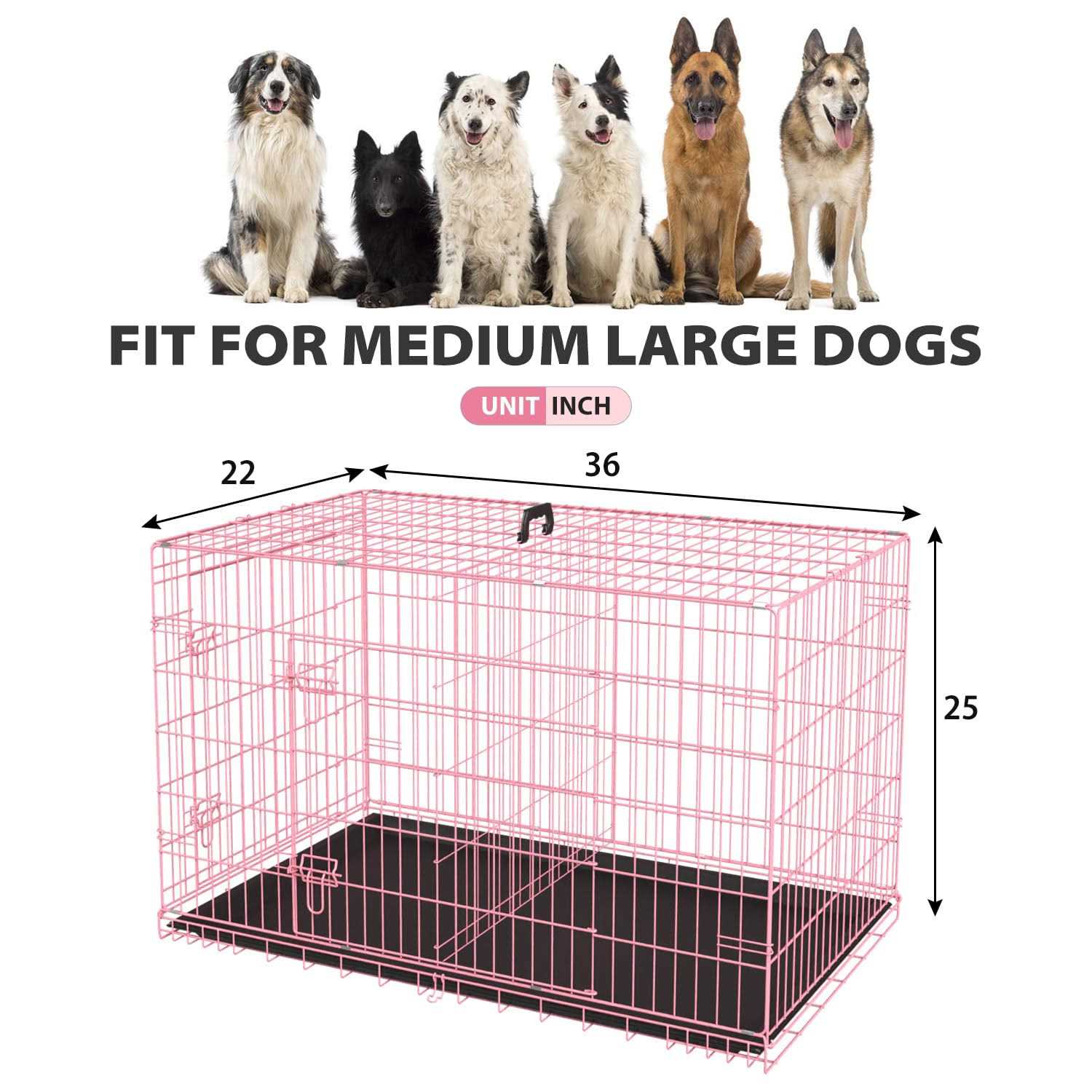 24,30,36,42,48 Inch Folding Wire Dog Crate with Double-Door Q4362