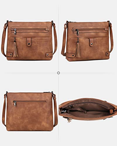 Large Leather Crossbody Bag with Multi Pocket U776313