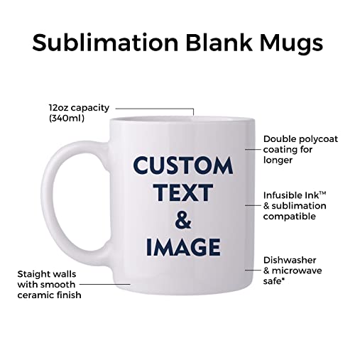 12 OZ White Ceramic Sublimation Mugs Set of 4 E5019