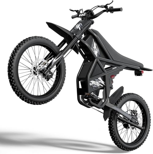 Electric Dirt Bike, 60V 3000W / 48V 2400W, Dual Battery, 25" Motorcycle Tire, Full Suspension M12488