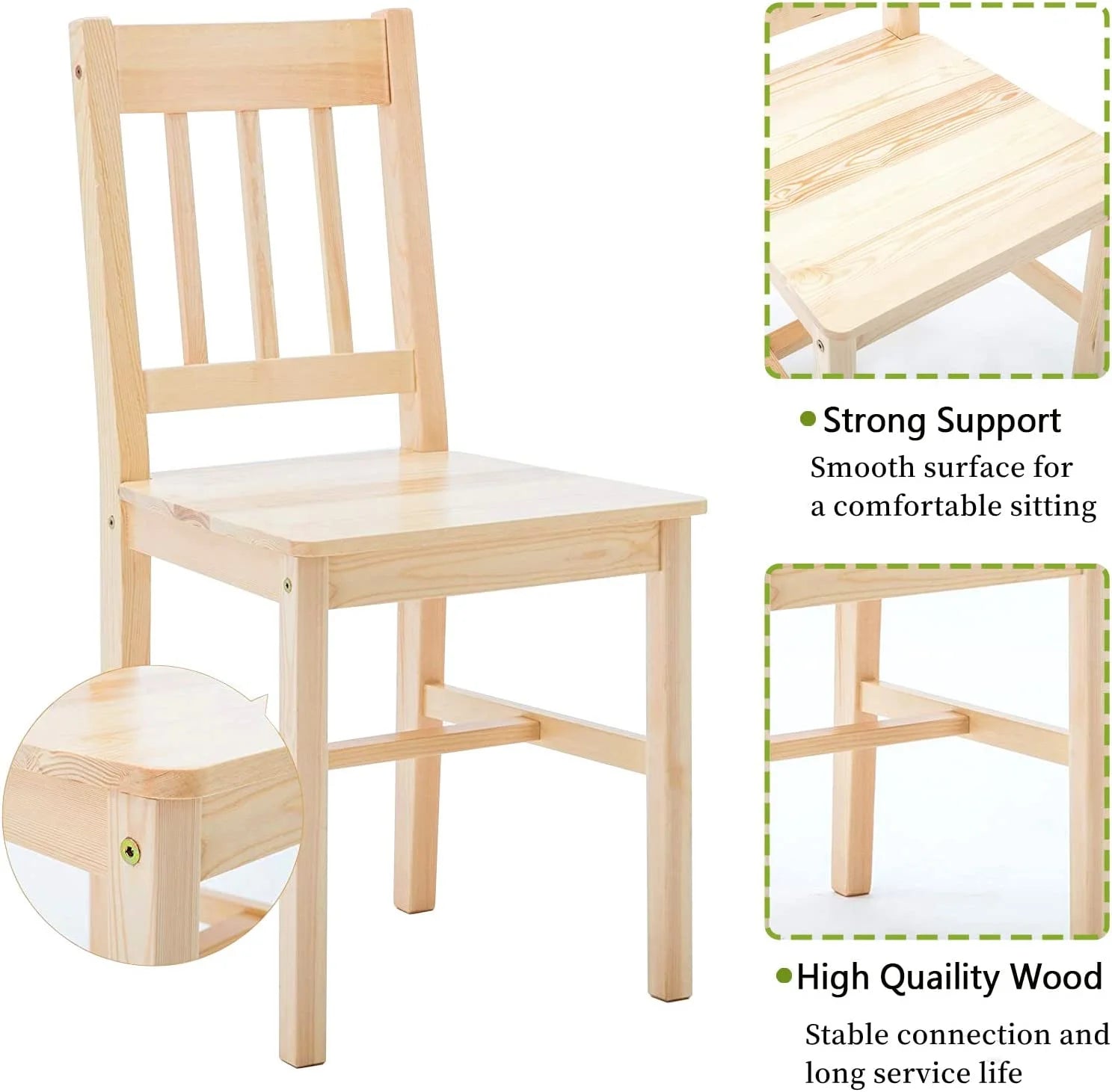Pine Wood Dining Table Set with 4 Chairs L822018