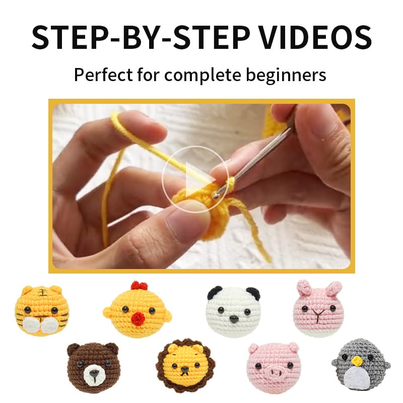 8 Packs Crochet Animal Kit for Beginners E883