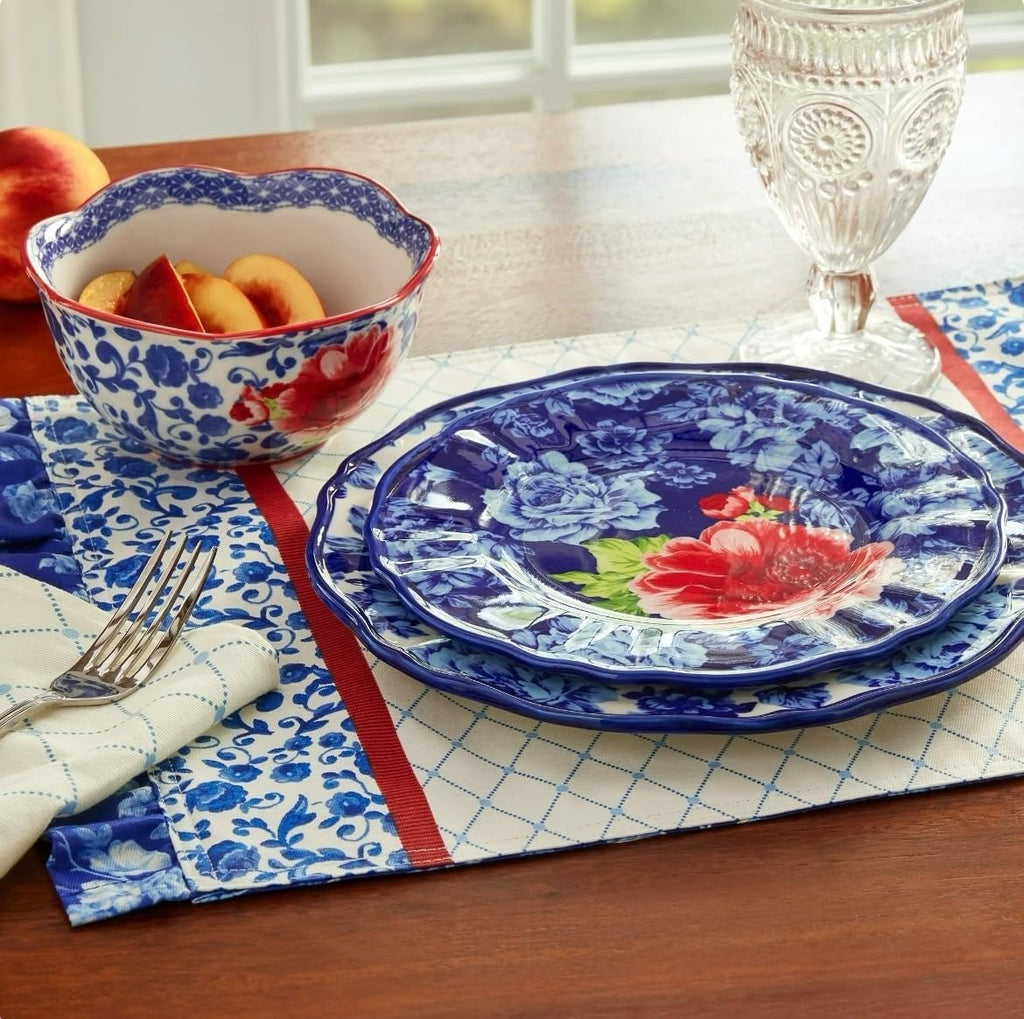 12-Piece Blue Floral Dinnerware Set Q191338