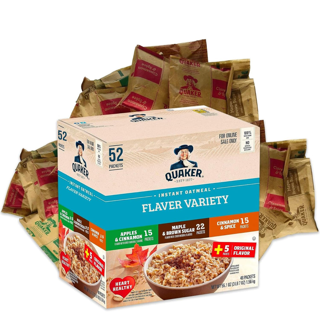 Lower Sugar Instant Oatmeal Variety Pack, 52 Count I24028