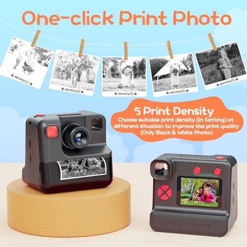 Blue FHD Selfie Digital Video Camera with 3 Rolls Print Paper & 32G Card H684327