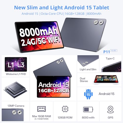 Gray 11 Inch 2-in-1 Tablet with Keyboard T191719