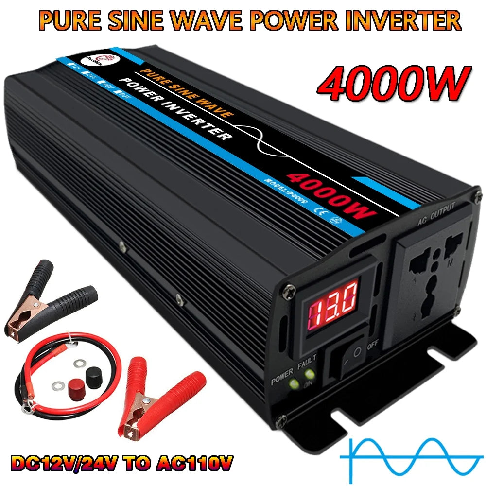 4000W Pure Sine Wave Power Inverter DC12V to AC 120V B305