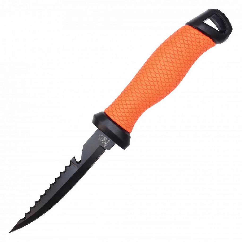 10.5" Gut Hook Filet Knife Orange Handle with Black Sheath L1401