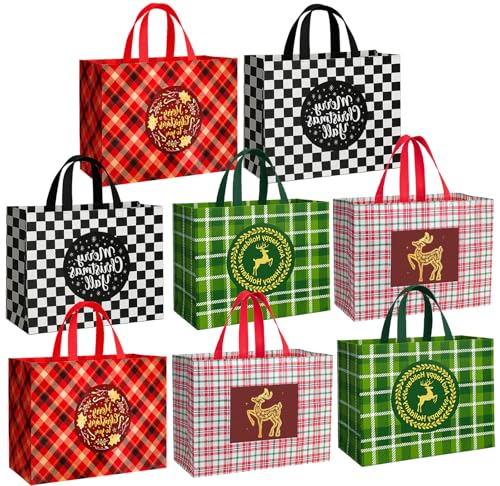 20 Pack Assorted Sizes Non-Woven Christmas Gift Bags with Handle C428