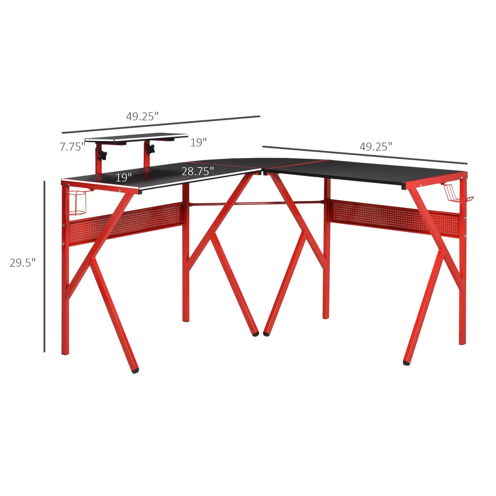 L-Shaped Gaming Corner Computer Desk with Adjustable Desk X74621