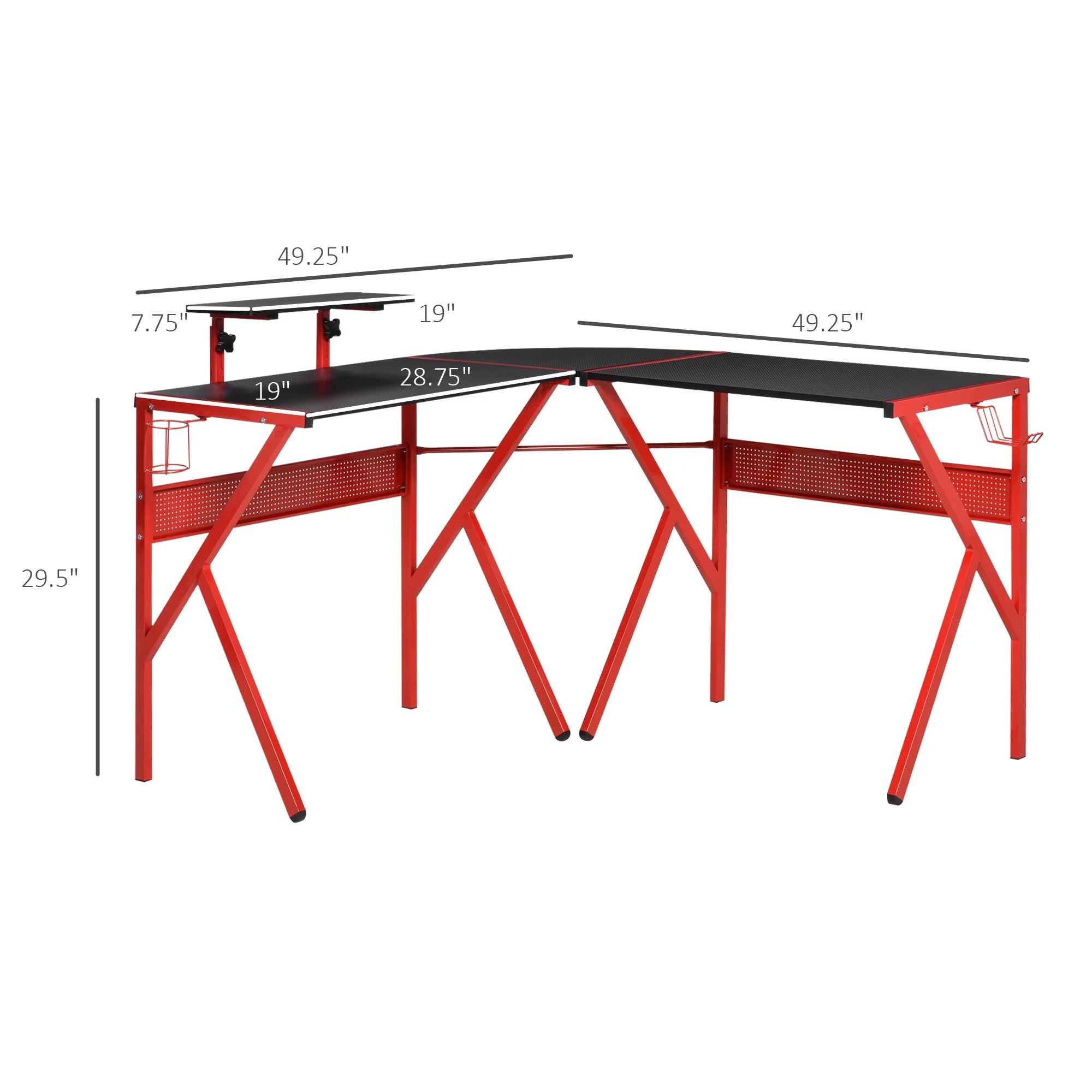 L-Shaped Gaming Corner Computer Desk with Adjustable Desk X74621