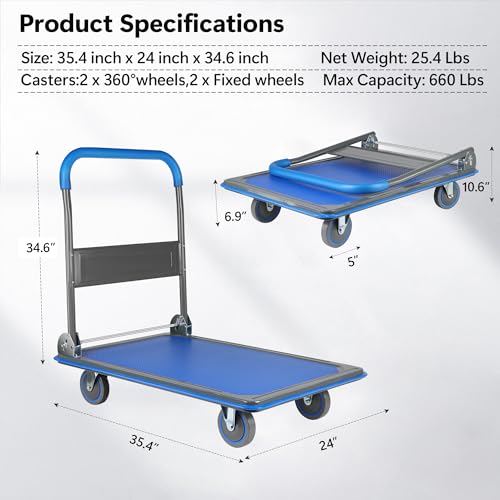 Foldable Push Cart Dolly 330 lbs. Capacity Hand Truck F1257