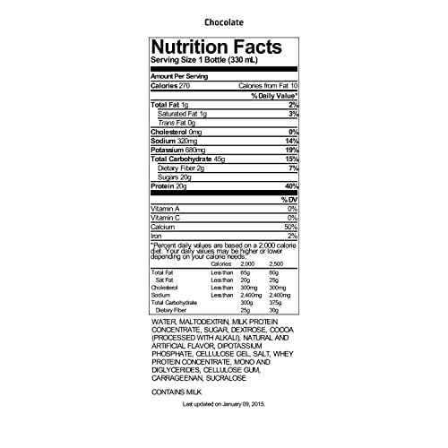 Chocolate Protein Shake, 20g Protein, 11.6 fl oz, Pack of 12 W470046