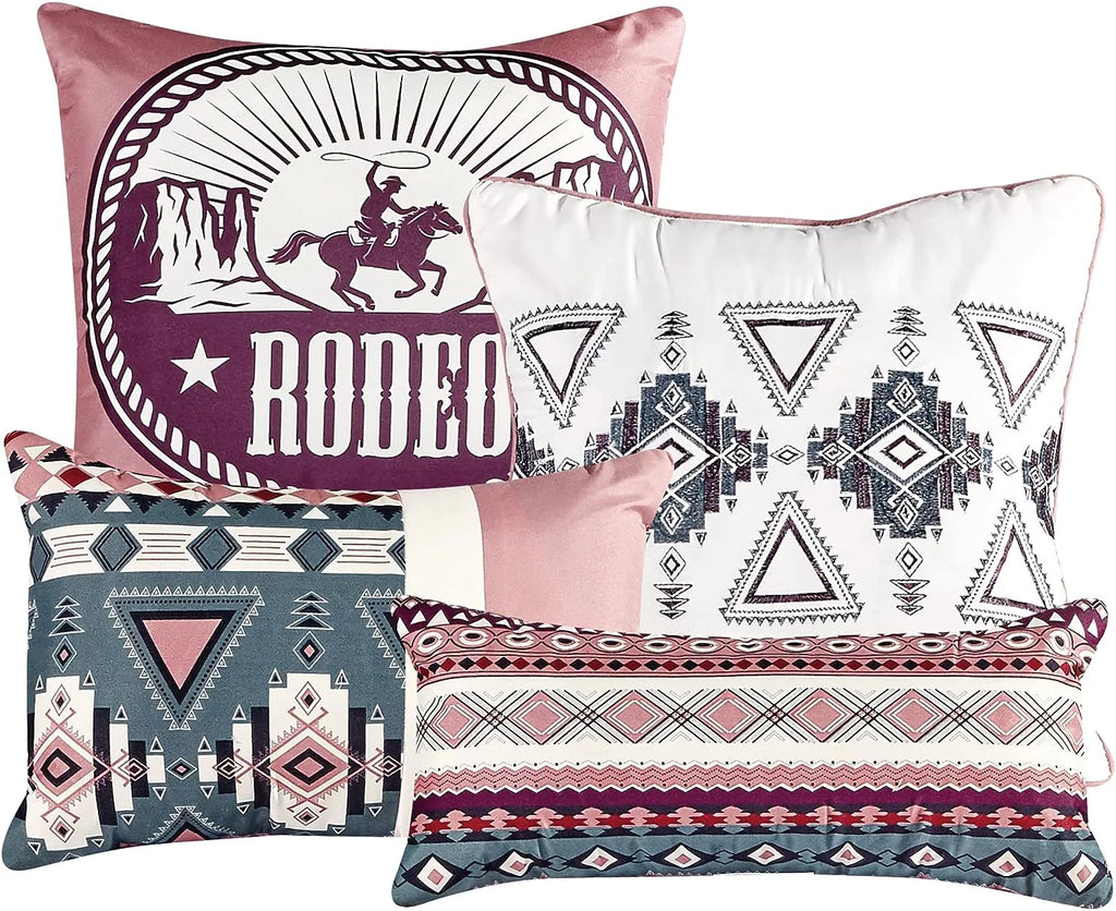 Teal Pink Southwestern Design Comforter Bedding Set Queen Size U2341