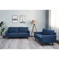 Dark Blue Linen 2 Piece Loveseat and Sofa Set H956610