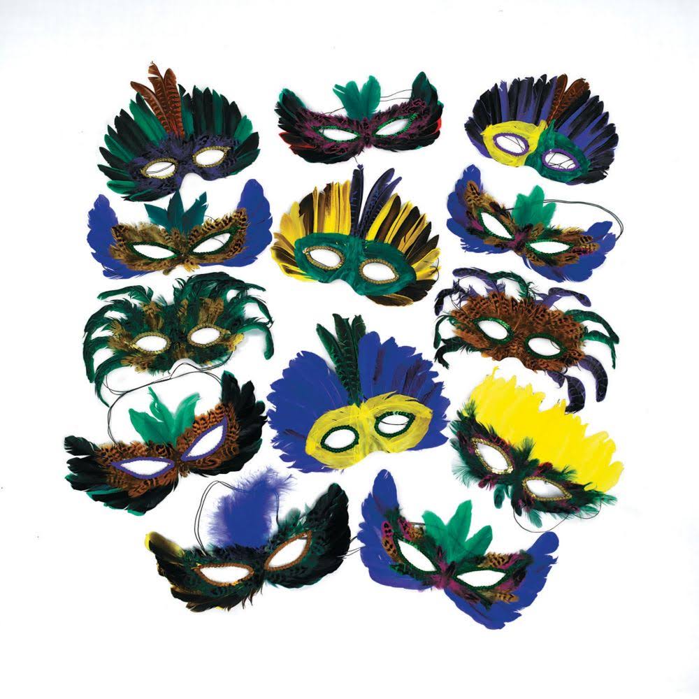 250ct Mardi Gras Feather Mask Assortment L8483