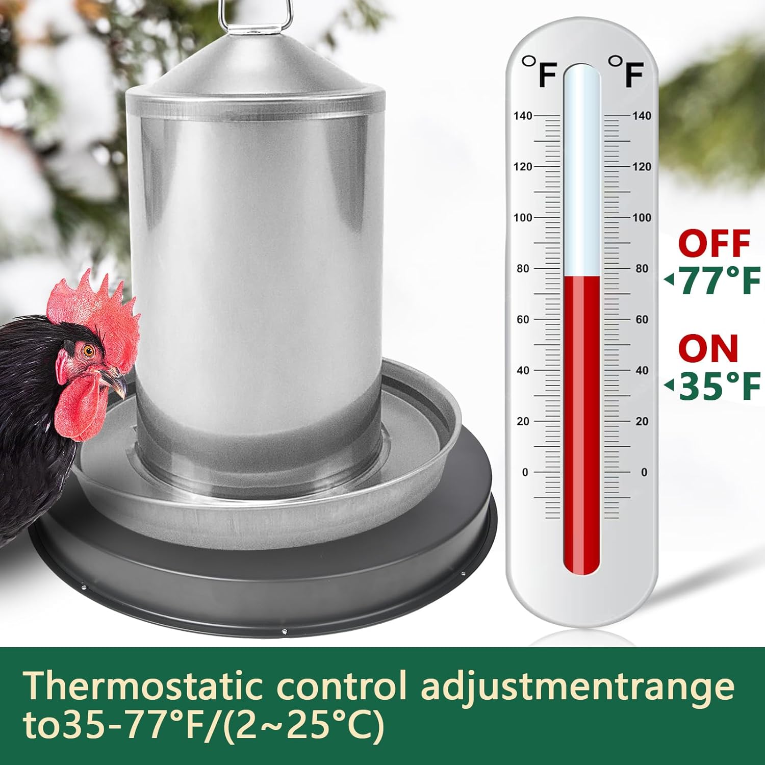 15IN 125W Heated Chicken Waterer Base with Thermostat A98816