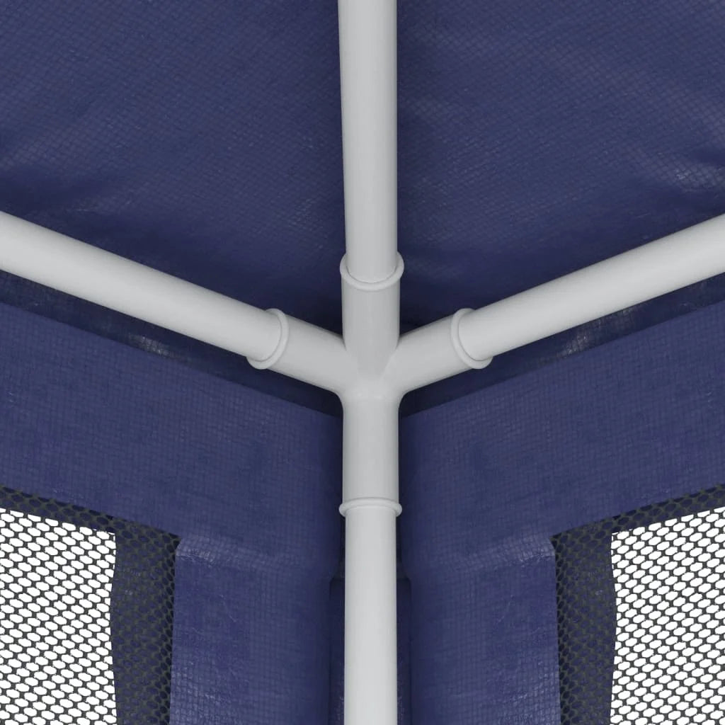 Blue 6.6'x6.6' HDPE Party Tent with 4 Mesh Sidewalls F57881