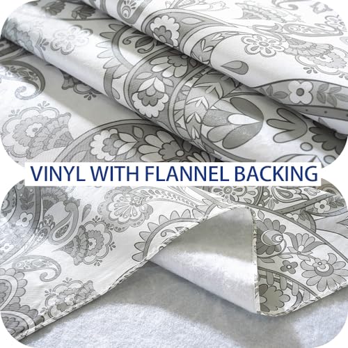 Blue 60x120 Inch Waterproof PVC Tablecloth with Flannel Backing I5377