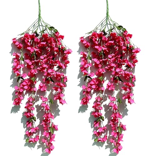 Fuchsia Artificial Silk Hanging Flowers Pack of 2 B35030